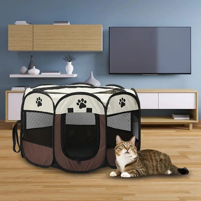 Tenda dobrável portátil para animais de estimação Canil Cerca octogonal Abrigo para filhotes Fácil de usar ao ar livre Fácil operação Grandes gaiolas para cães Cercas para gatos