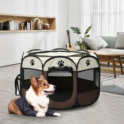 Tenda dobrável portátil para animais de estimação Canil Cerca octogonal Abrigo para filhotes Fácil de usar ao ar livre Fácil operação Grandes gaiolas para cães Cercas para gatos