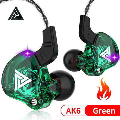 Original QKZ AK6 Copper Driver HiFi Wired Earphone Race Sport Headphone Bass Stereo Headset Music Earbuds 3.5MM In Ear With Mic