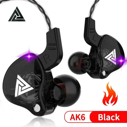 Original QKZ AK6 Copper Driver HiFi Wired Earphone Race Sport Headphone Bass Stereo Headset Music Earbuds 3.5MM In Ear With Mic