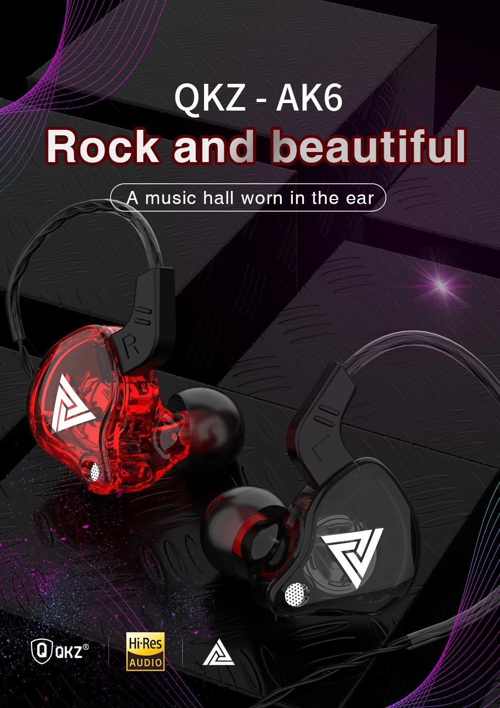 Original QKZ AK6 Copper Driver HiFi Wired Earphone Race Sport Headphone Bass Stereo Headset Music Earbuds 3.5MM In Ear With Mic