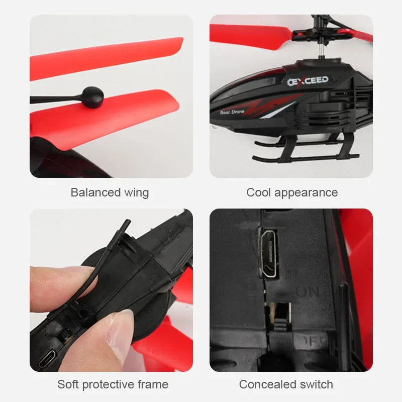 Remote Control Induction Helicopter Dual-mode Suspended Aircraft with Lighting Anti Drop and Collision RC Aircraft