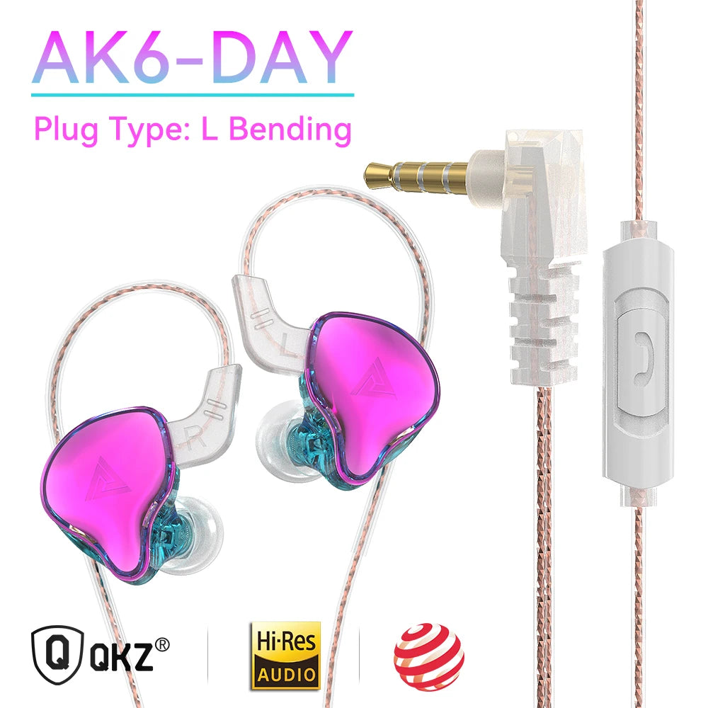 Original QKZ AK6 Copper Driver HiFi Wired Earphone Race Sport Headphone Bass Stereo Headset Music Earbuds 3.5MM In Ear With Mic