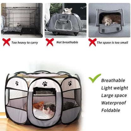 Tenda dobrável portátil para animais de estimação Canil Cerca octogonal Abrigo para filhotes Fácil de usar ao ar livre Fácil operação Grandes gaiolas para cães Cercas para gatos