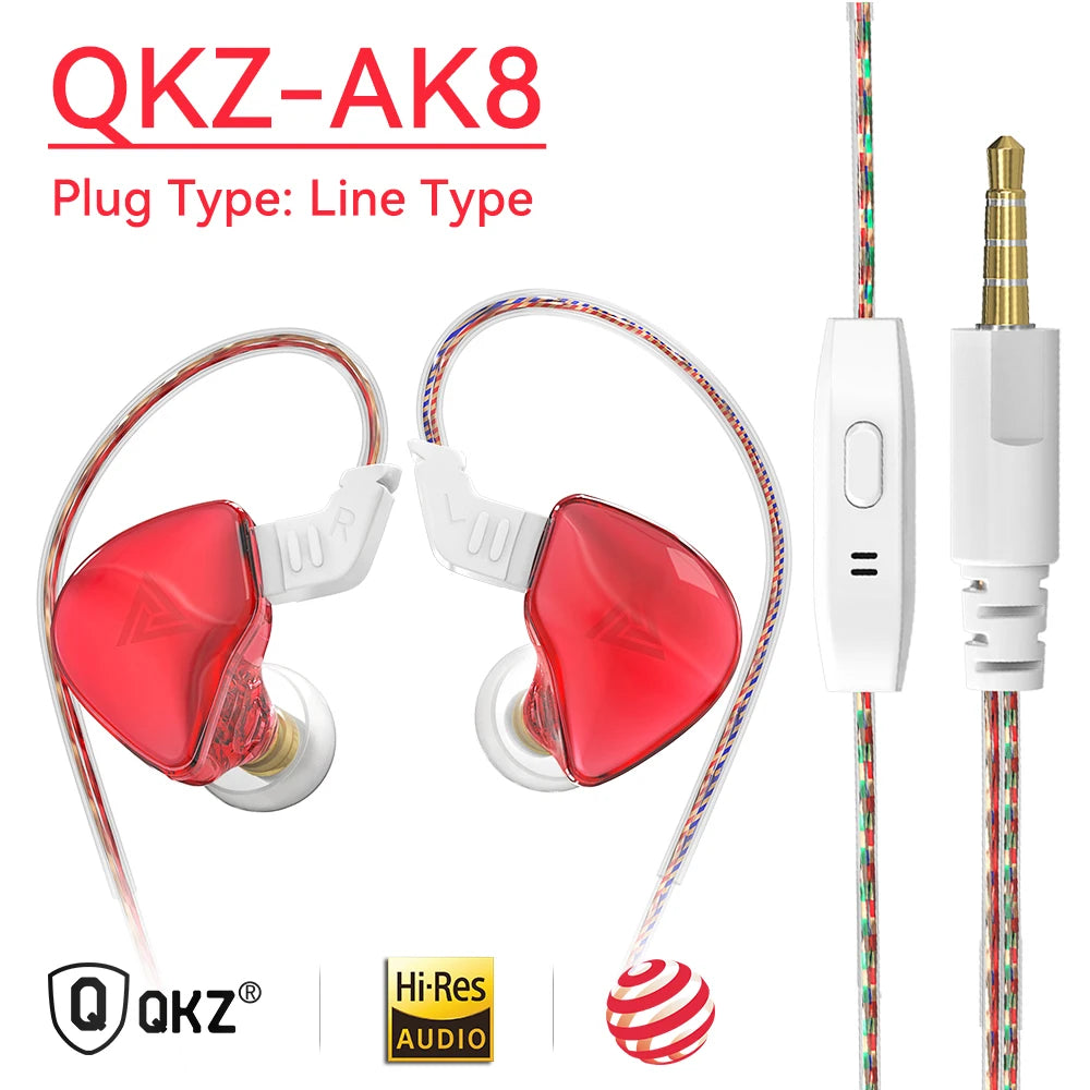 Original QKZ AK6 Copper Driver HiFi Wired Earphone Race Sport Headphone Bass Stereo Headset Music Earbuds 3.5MM In Ear With Mic