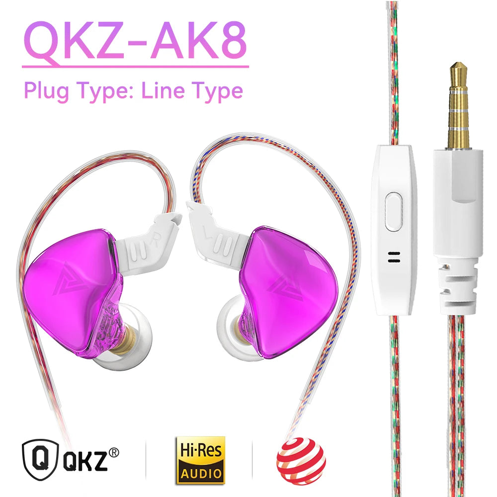 Original QKZ AK6 Copper Driver HiFi Wired Earphone Race Sport Headphone Bass Stereo Headset Music Earbuds 3.5MM In Ear With Mic