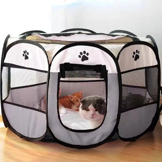 Tenda dobrável portátil para animais de estimação Canil Cerca octogonal Abrigo para filhotes Fácil de usar ao ar livre Fácil operação Grandes gaiolas para cães Cercas para gatos